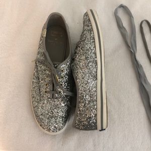 Kate Spade silver glitter Keds